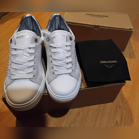 Zadig & Voltaire Zv1747 Studded Leather Low-Top Sneaker Size 9